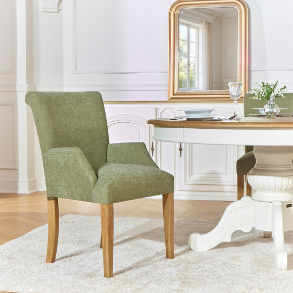 Fauteuil de table ALISON - Style contemporain, pieds en bois massif