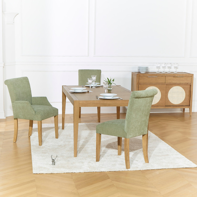 Fauteuil de table ALISON - Style contemporain, pieds en bois massif