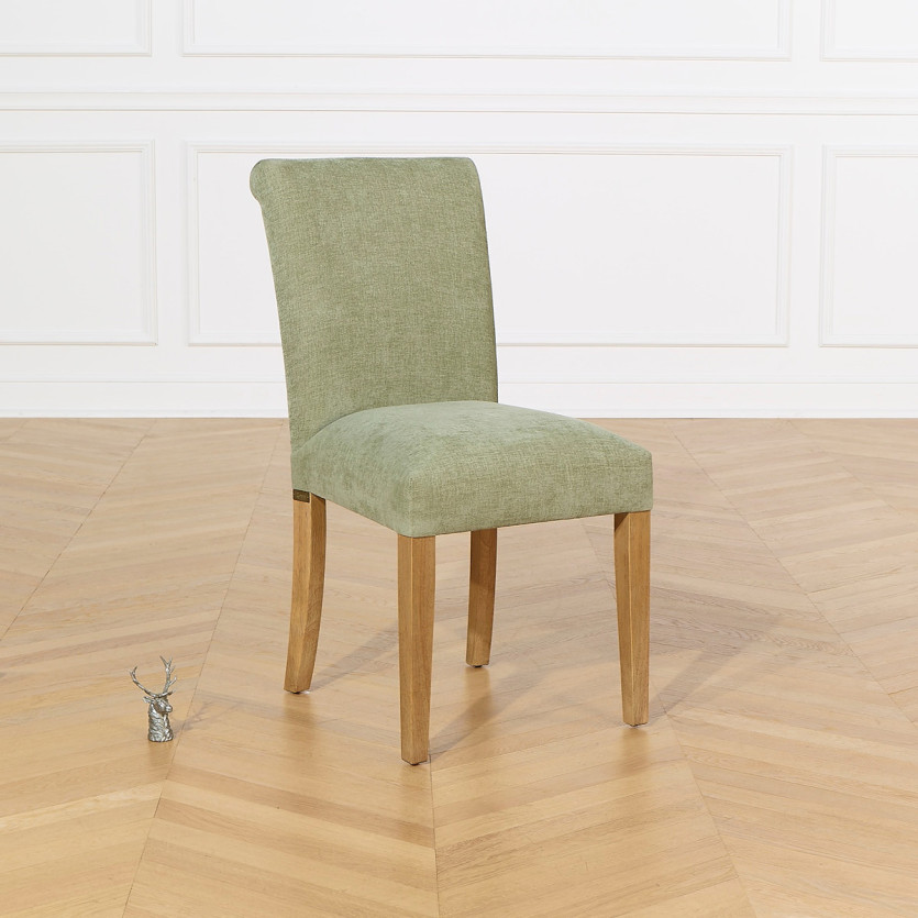 Lot de 2 chaises ALISON - Style moderne en hévéa massif et tissu polyester