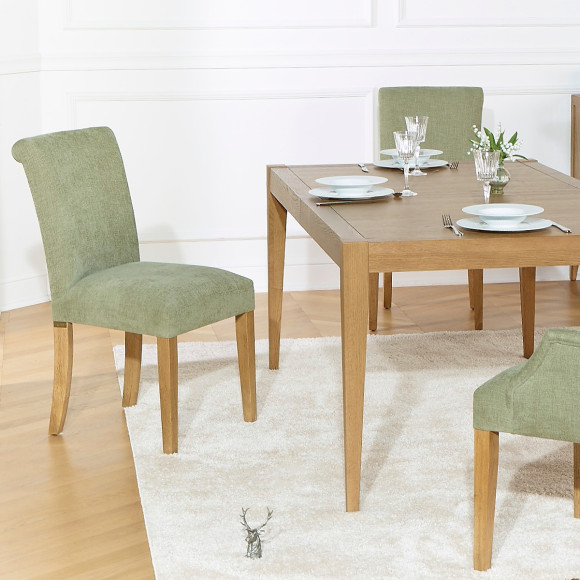 Set of 2 ALISON chairs - Modern style in solid rubberwood and polyester fabric