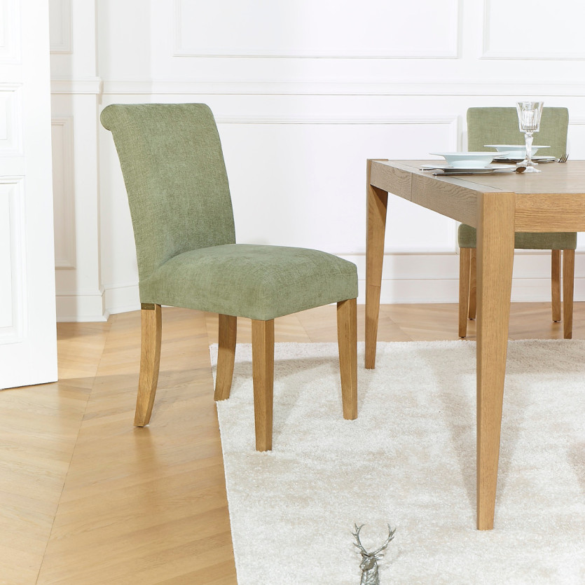 Lot de 2 chaises ALISON - Style moderne en hévéa massif et tissu polyester