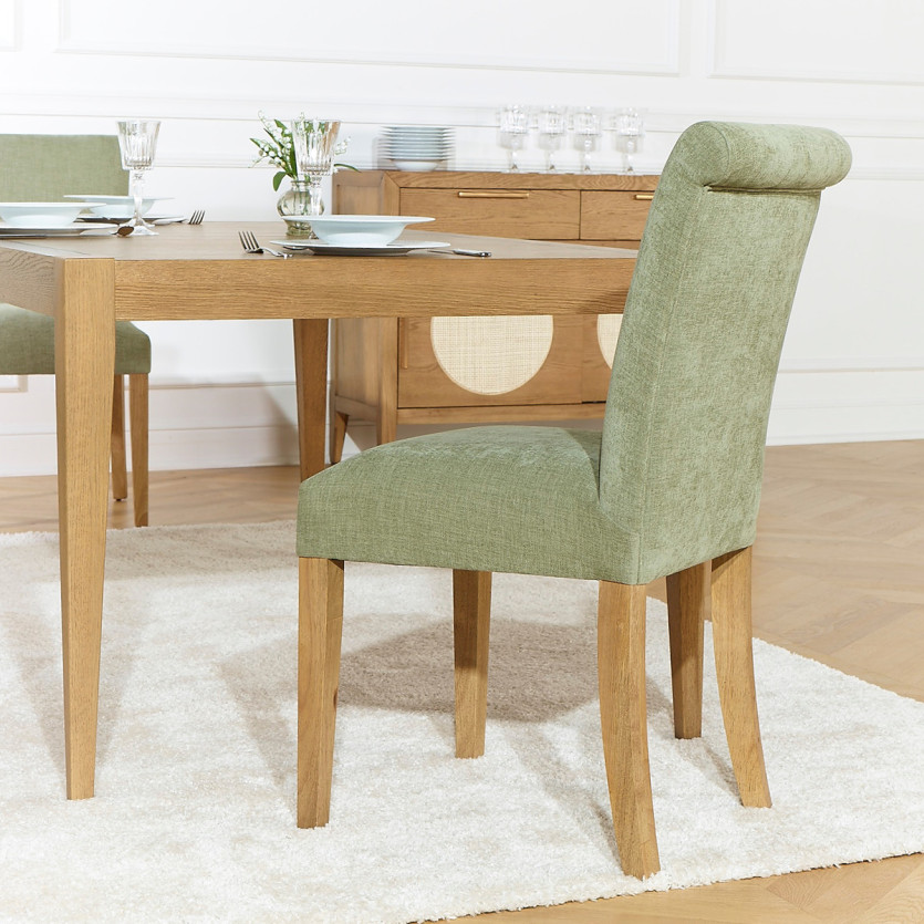 Lot de 2 chaises ALISON - Style moderne en hévéa massif et tissu polyester