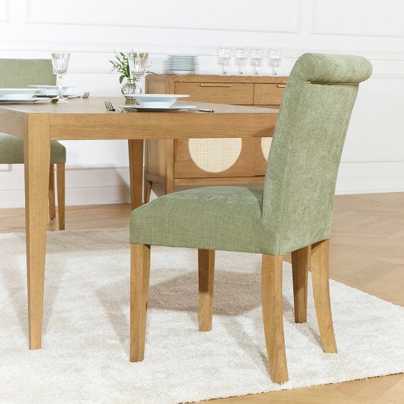 Lot de 2 chaises ALISON - Style moderne en hévéa massif et tissu polyester