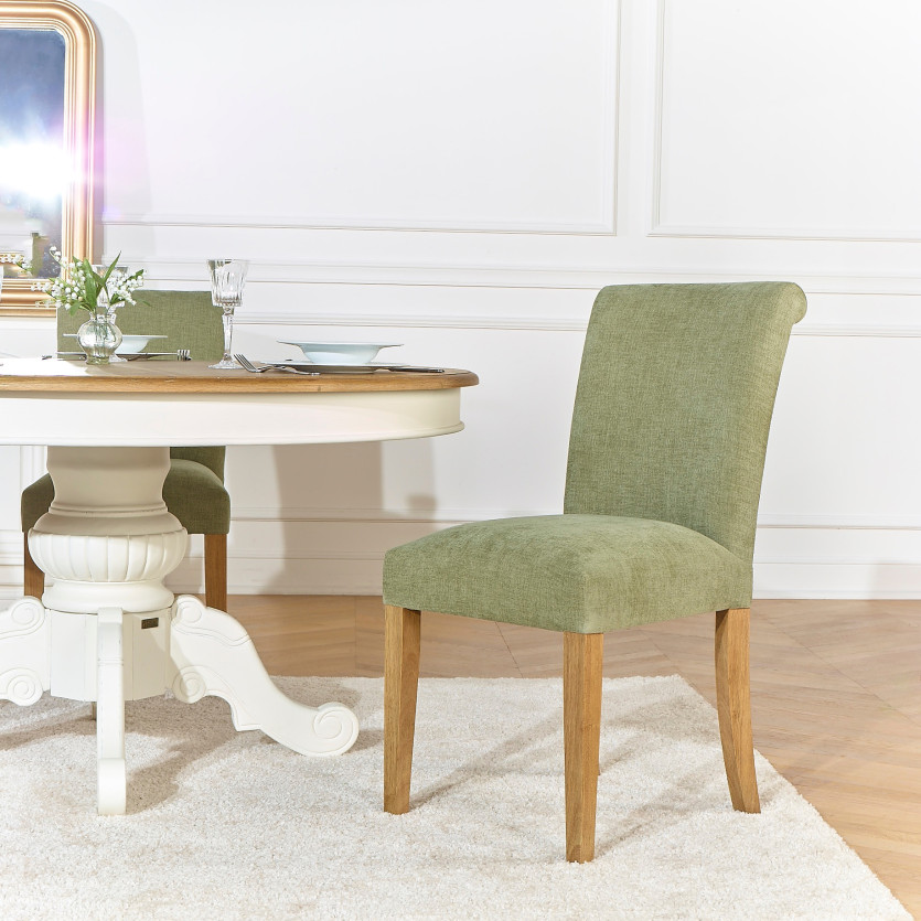 Lot de 2 chaises ALISON - Style moderne en hévéa massif et tissu polyester