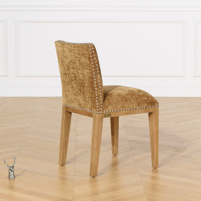 Lot de 2 chaises CLARA - Style industriel en bois massif et tissu cognac