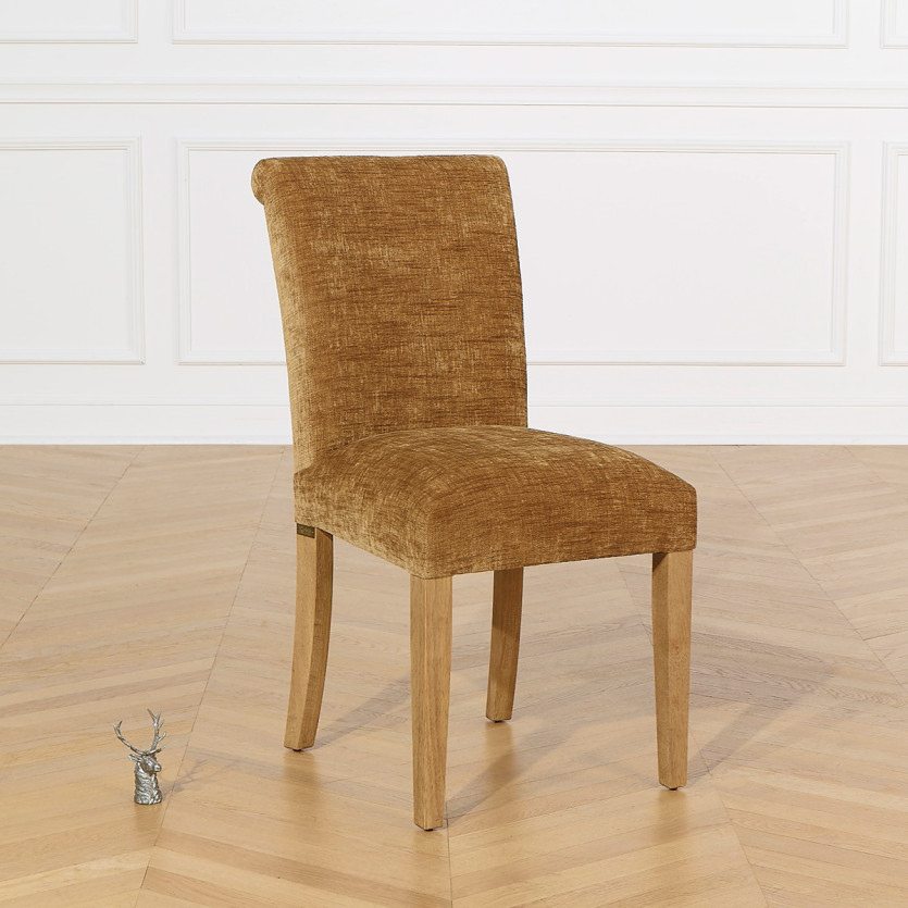 Set of 2 ALISON chairs - Modern style in solid rubberwood and cognac fabric