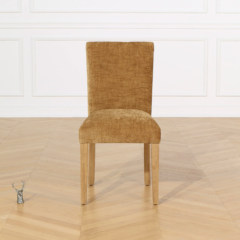 Set of 2 ALISON chairs - Modern style in solid rubberwood and cognac fabric