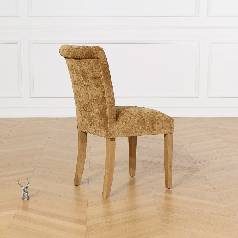 Set of 2 ALISON chairs - Modern style in solid rubberwood and cognac fabric