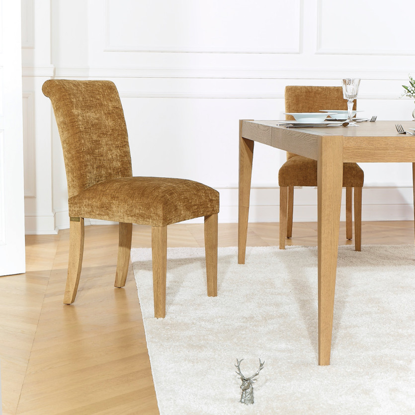 Set of 2 ALISON chairs - Modern style in solid rubberwood and cognac fabric