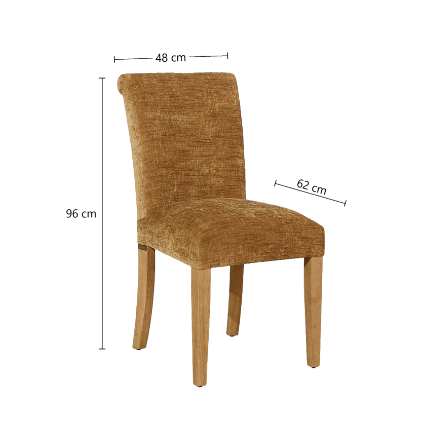 Set of 2 ALISON chairs - Modern style in solid rubberwood and cognac fabric