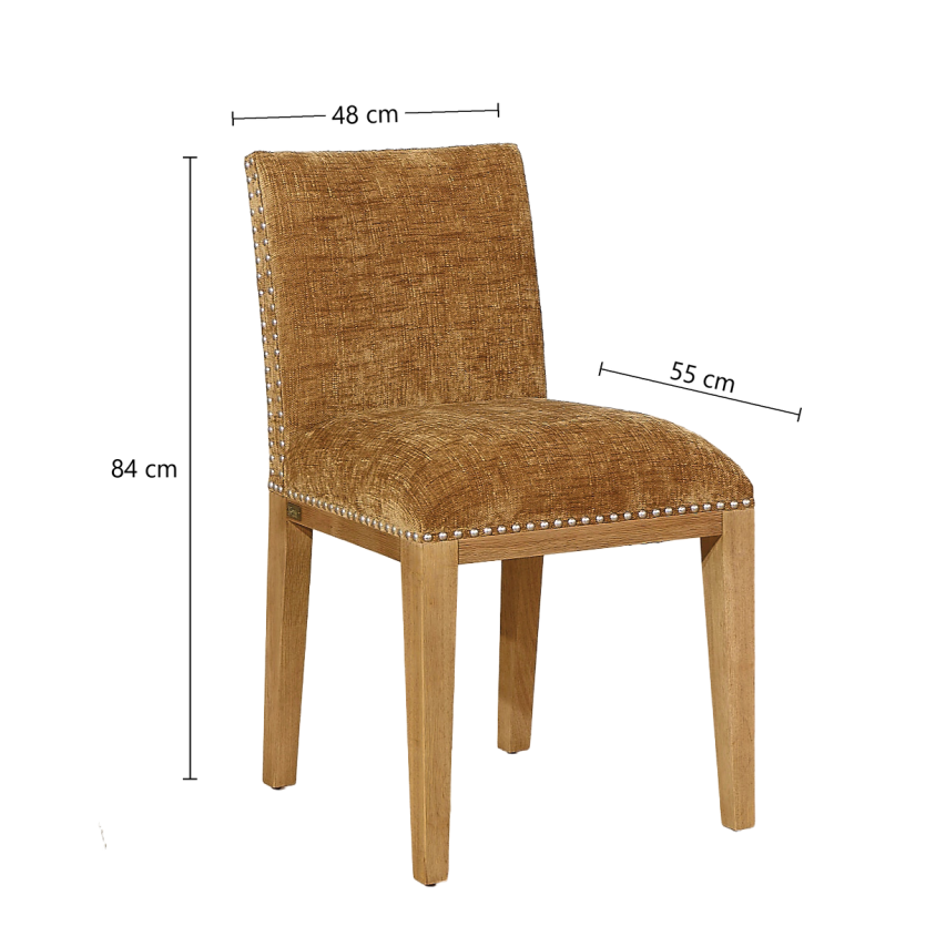 Set of 2 CLARA chairs - Industrial style in solid wood and cognac fabric