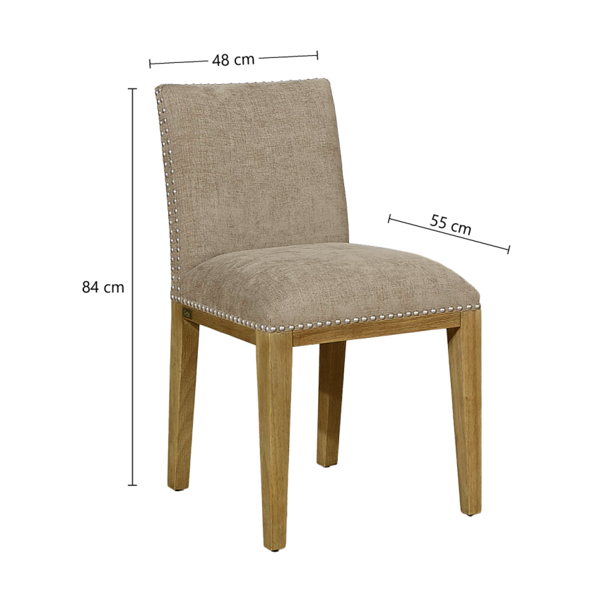 Set of 2 CLARA chairs - Industrial style in solid wood and polyester fabric