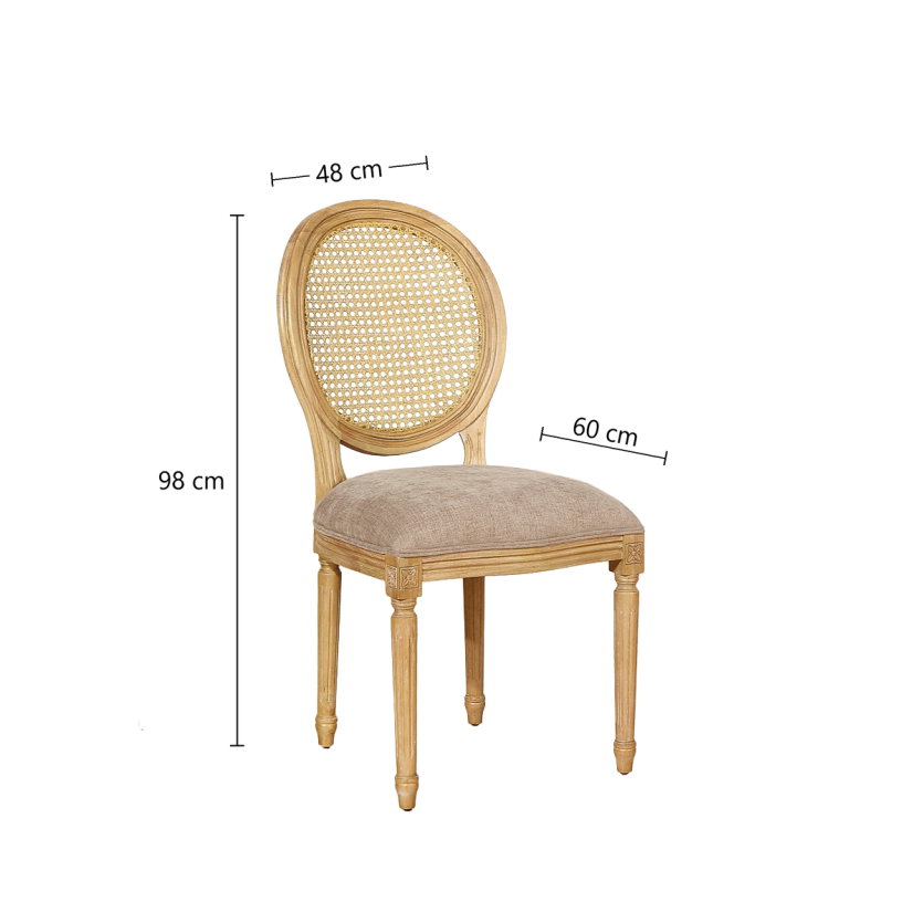 Set of 2 MEDAILLON chairs - Shabby chic style in solid wood, cane backrest