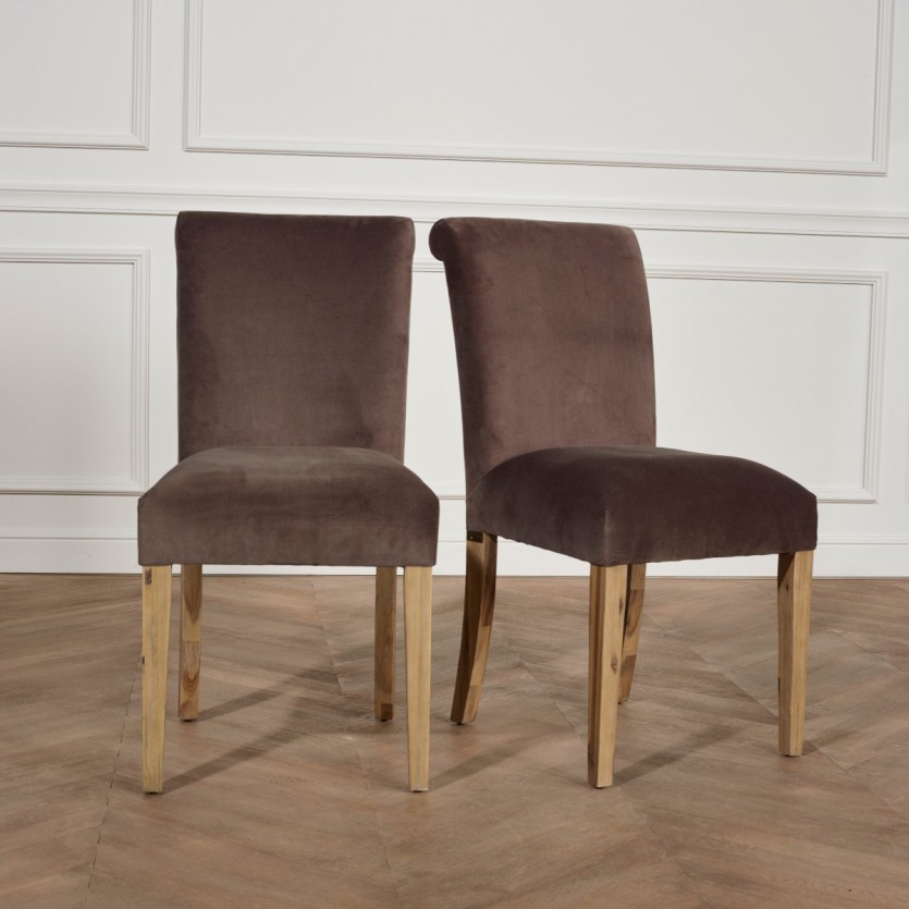 Chaise velours Alix marron