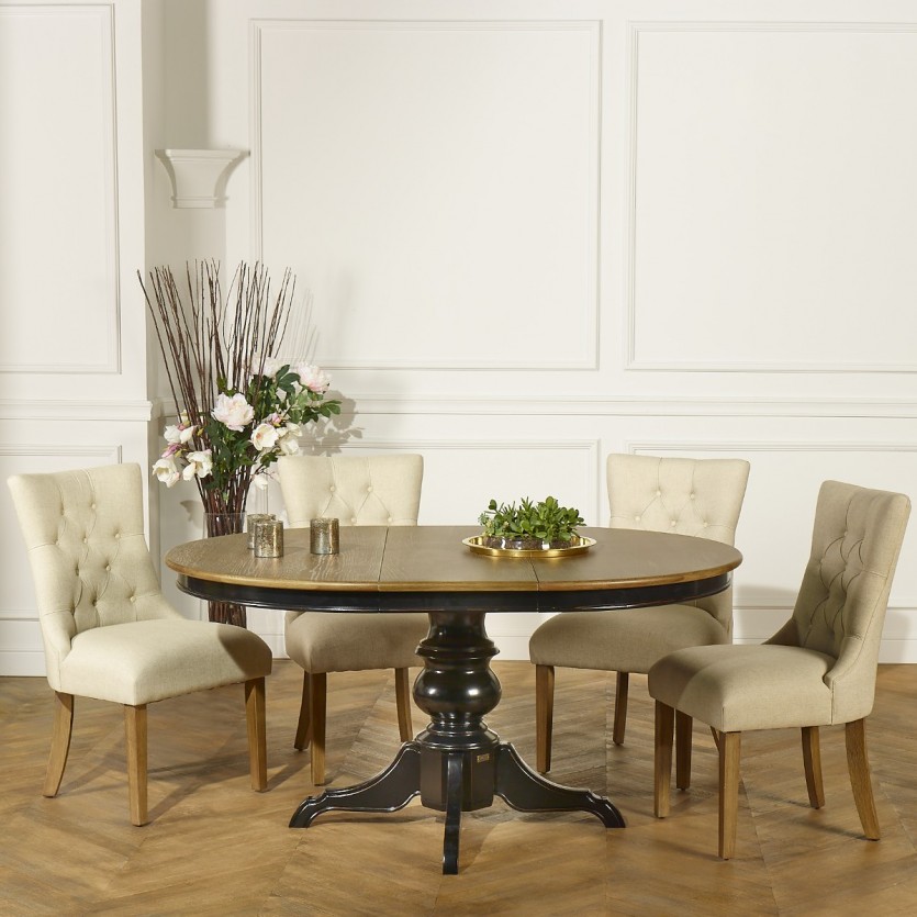 2 Chaises capitonnées en lin beige, ophelia