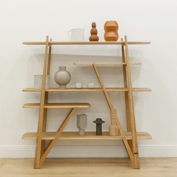 Étagère design FERNAND - Stile contemporaneo in rovere massiccio, 5 ripiani