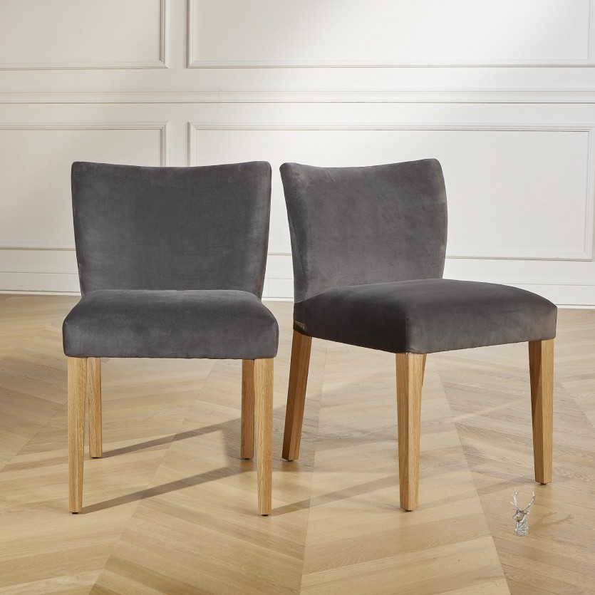 Chaises velours MELANIA, grise
