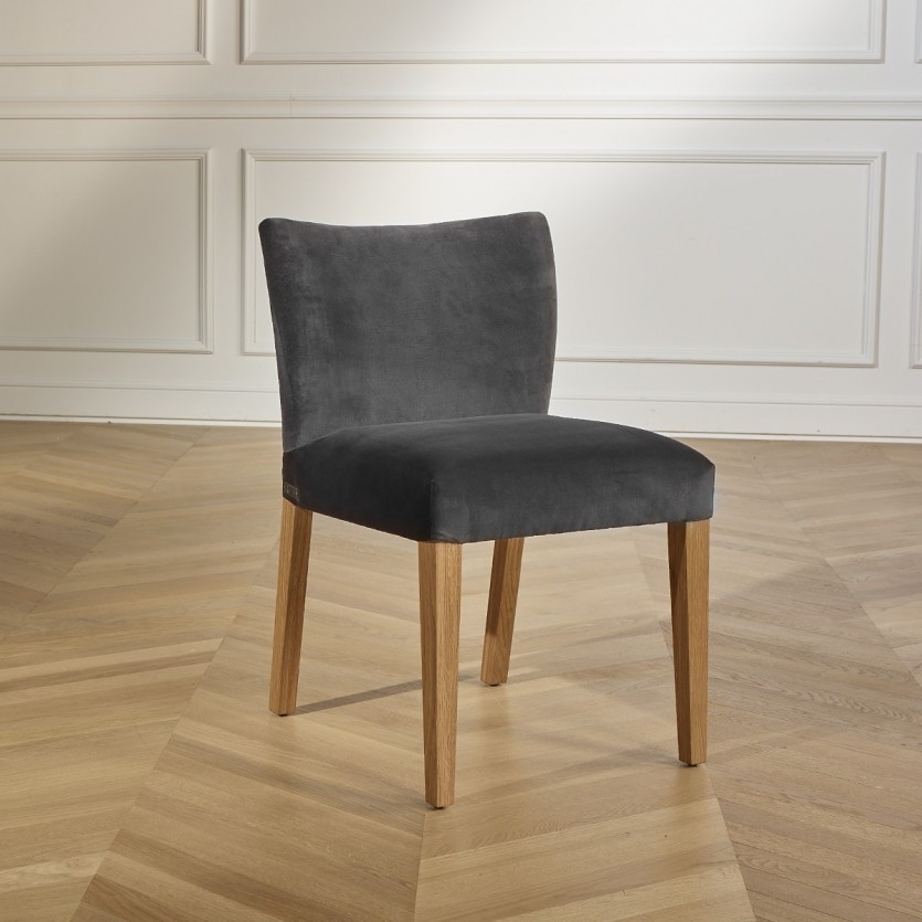 Chaise velours MELANIA, gris