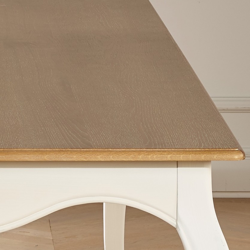 Table de salle à manger blanche style shabby chic Louis quinze robin des bois