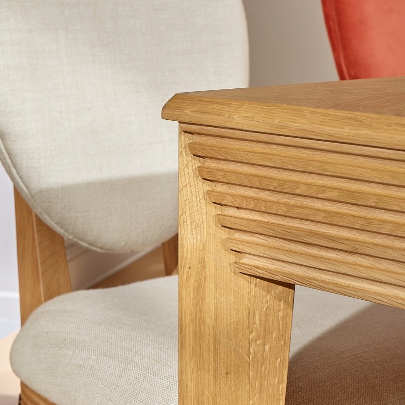 2 Chaises médaillon contemporaines, lin, CALVIN, le lot de 2