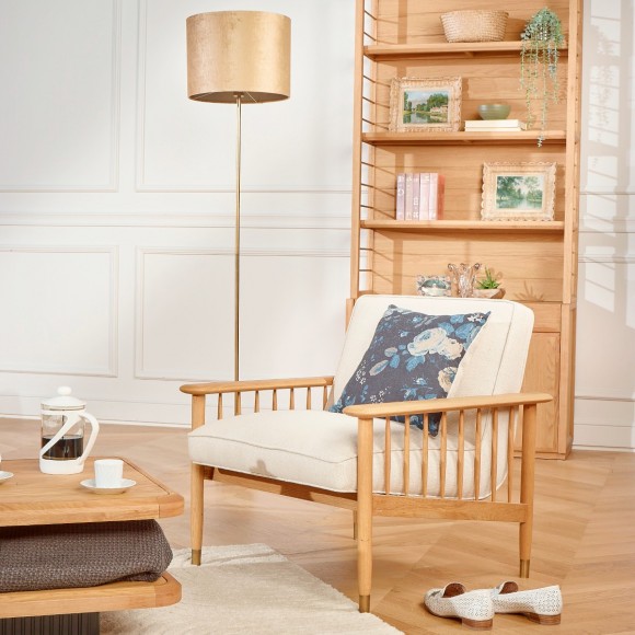 Fauteuil ALBERTINE - Style contemporain en chêne et lin premium, 1 place