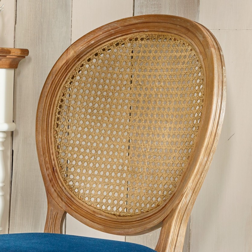 Chaise rotin et velours