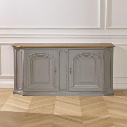 ELISABETH - Buffet shabby chic en chêne, gris souris