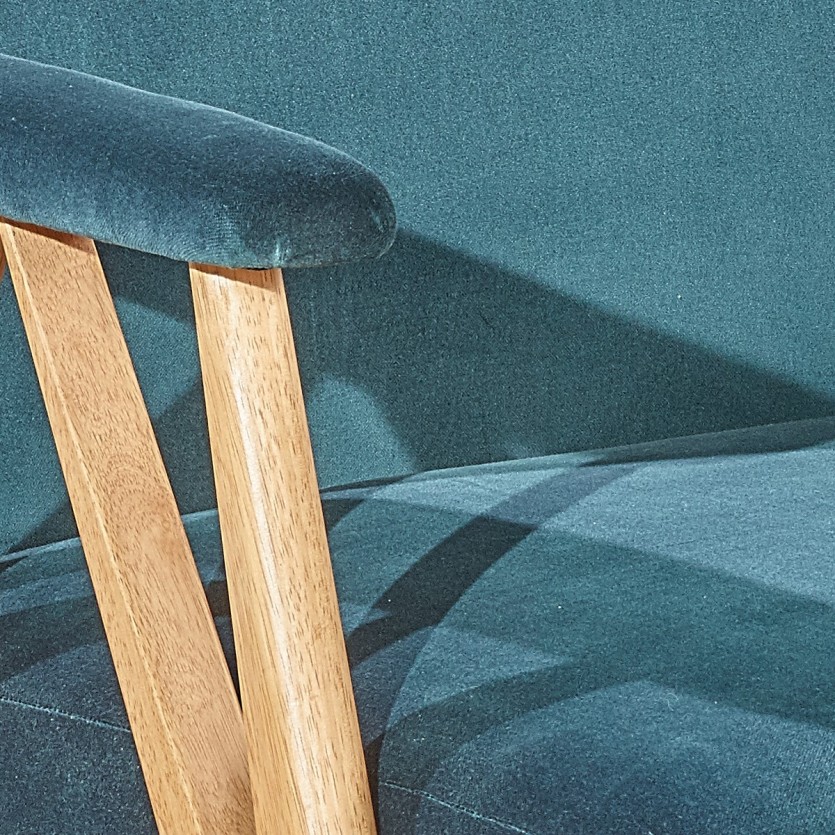 Banquette scandinave en bois et velours W