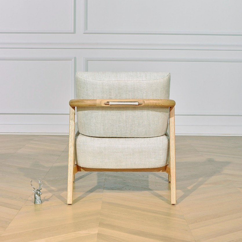 Fauteuil contemporain en bois et lin 