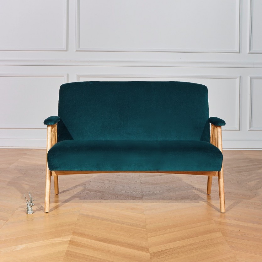 Banquette scandinave en bois et velours W