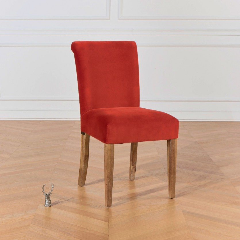 Chaise velours Alix brique