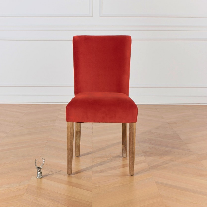 Chaise velours Alix brique