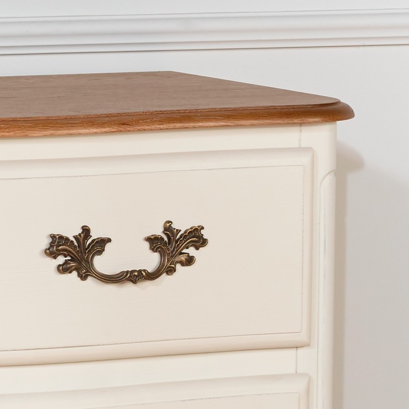 Commode plateau chêne, 3 tiroirs, SERRENA blanche