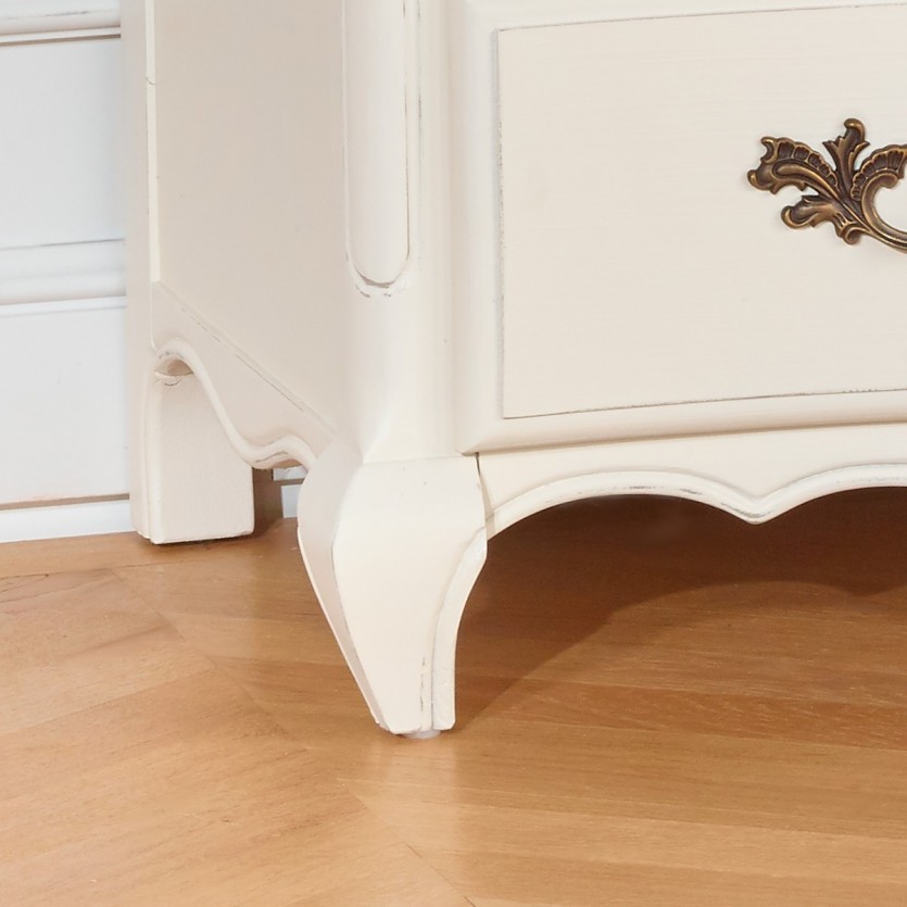 Commode plateau chêne, 3 tiroirs, SERRENA blanche