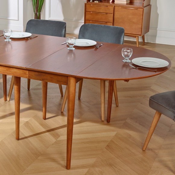 Table à manger à rallonges NATHALIE - Style nordique en bois, 6/10 couverts