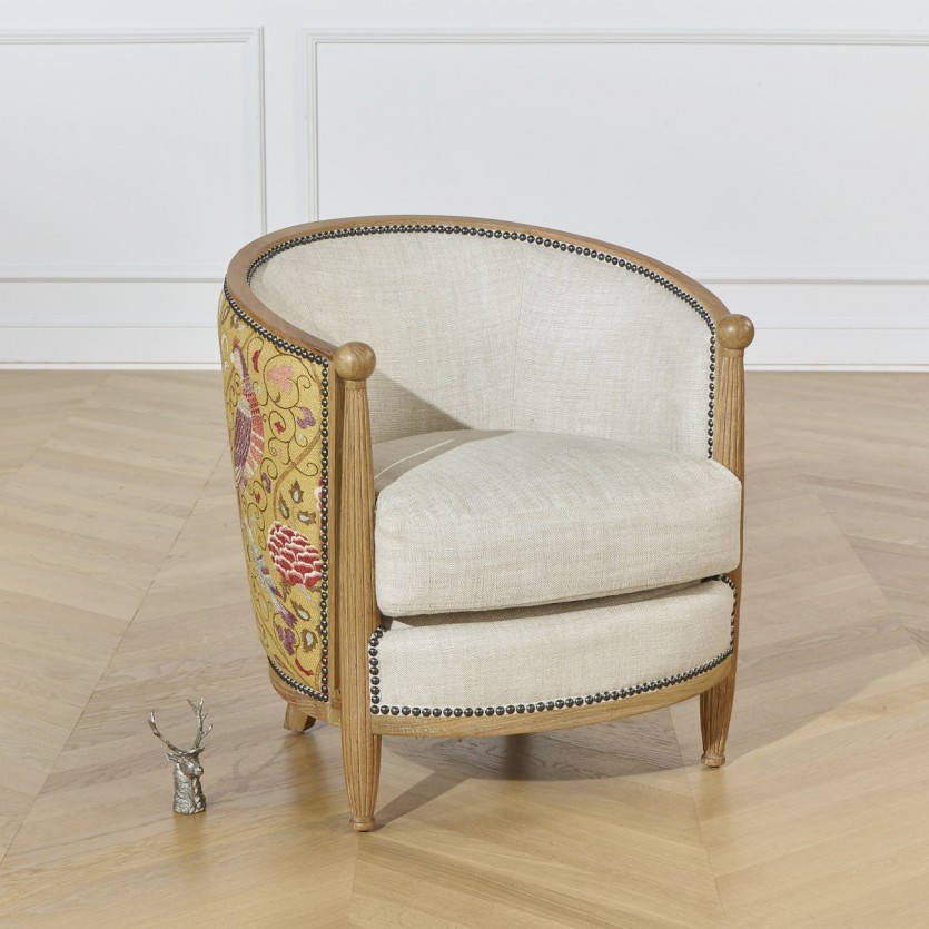 Tissu art déco jaune moutarde