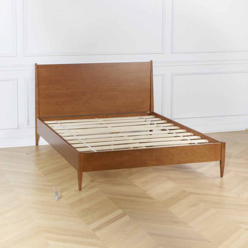 DALHIA - Lit double scandinave en bois, 135 x 190 cm (Tailles UK)