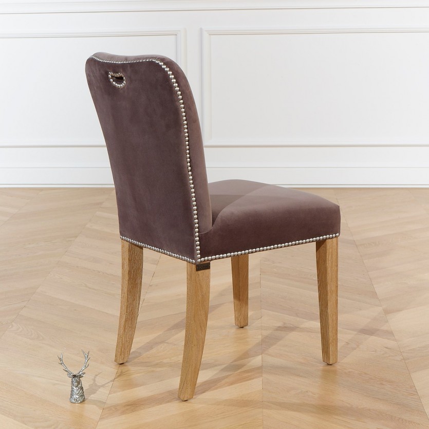 Chaises en chêne et velours colorés