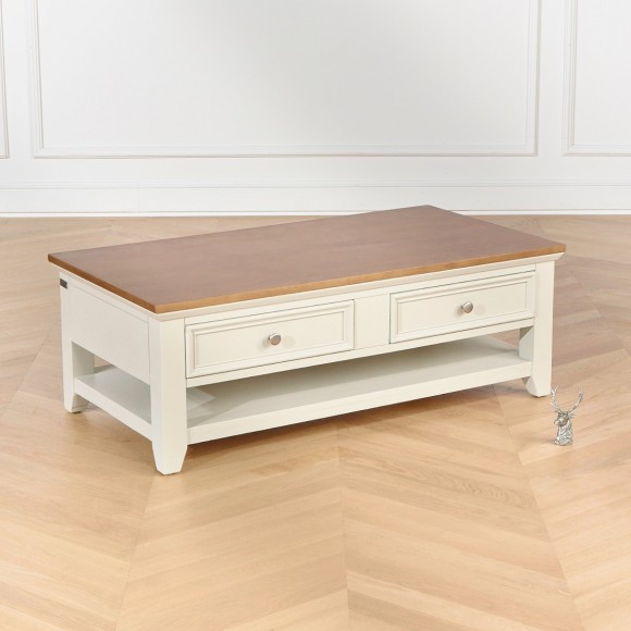 ARCHER – Couchtisch mit Schubladen im zeitgenössischen Stil, Beine aus Massivholz, 4 Schubladen, FSC®-zertifiziertes Holz