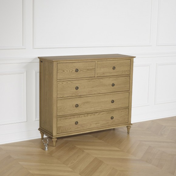 OLIVIA - Romantische eikenhouten commode, 5 laden