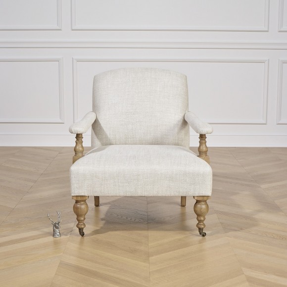 ANDREW : Fauteuil en chêne et Lin Premium