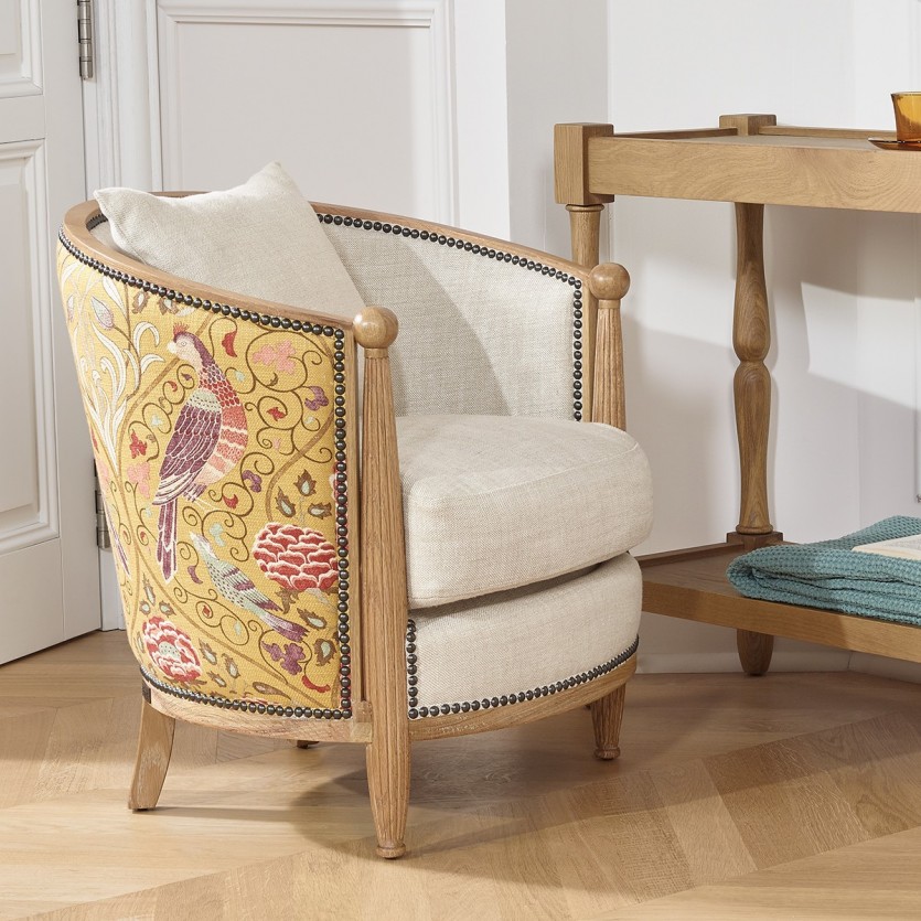 Tissu art déco jaune moutarde