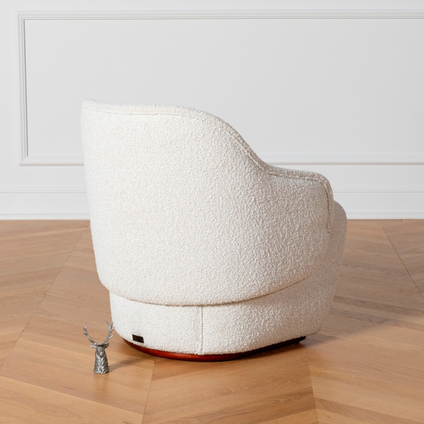 Fauteuil PRESLEY - Style nordique en tissu polyester bouclette blanc, 1 place