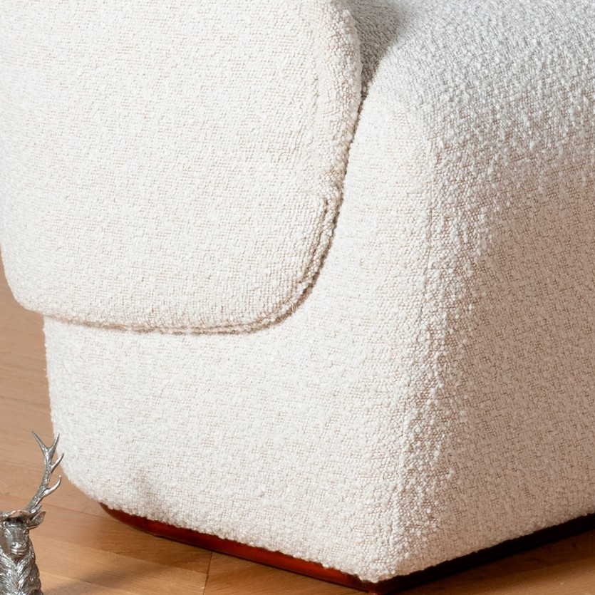 PRESLEY Sessel - Nordischer Stil aus weißem Bouclé-Polyestergewebe, 1-Sitzer