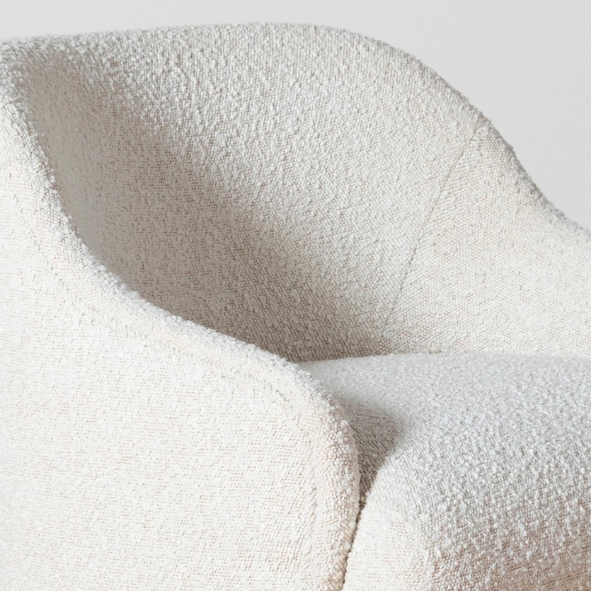PRESLEY Sessel - Nordischer Stil aus weißem Bouclé-Polyestergewebe, 1-Sitzer
