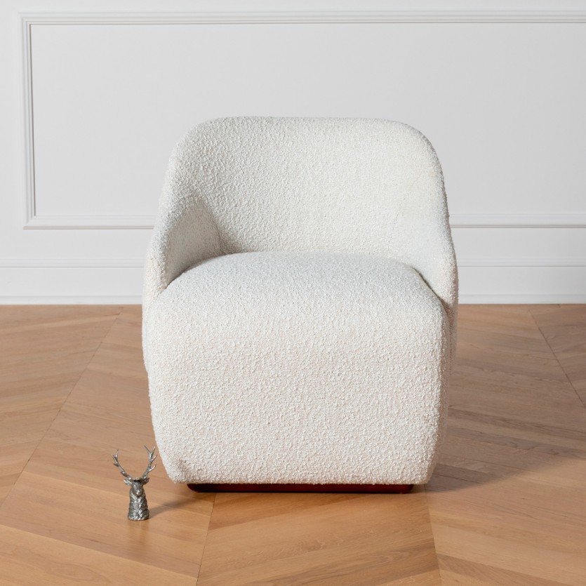 PRESLEY Sessel - Nordischer Stil aus weißem Bouclé-Polyestergewebe, 1-Sitzer