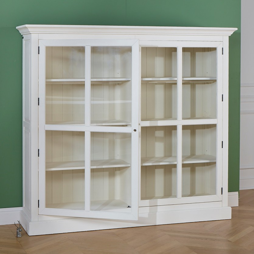 KENNETH - Vitrine style romantique en bois peint, 2 portes