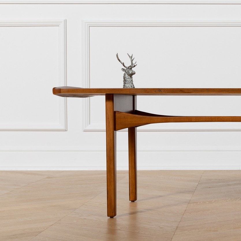 DALHIA – Nordic style coffee table, solid wood legs, walnut tint