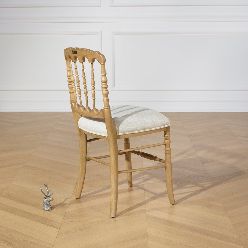 NAPOLEON III - Lot de 2 chaises baroques style romantique en bois massif et lin premium