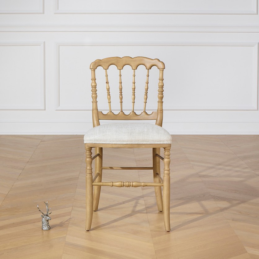 NAPOLEON III - Lot de 2 chaises baroques style romantique en bois massif et lin premium